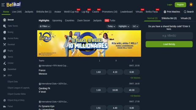 Betika casino screenshot